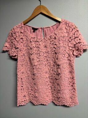 Talbots Pink Floral Lace Short-Sleeve Blouse